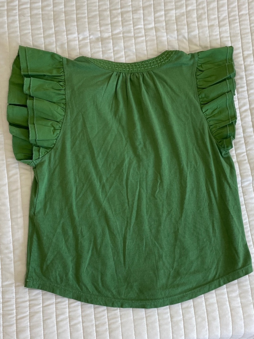 Maeve by Anthropologie XS Green Flutter Sleeve Ruffle Top - Picture 6 of 6